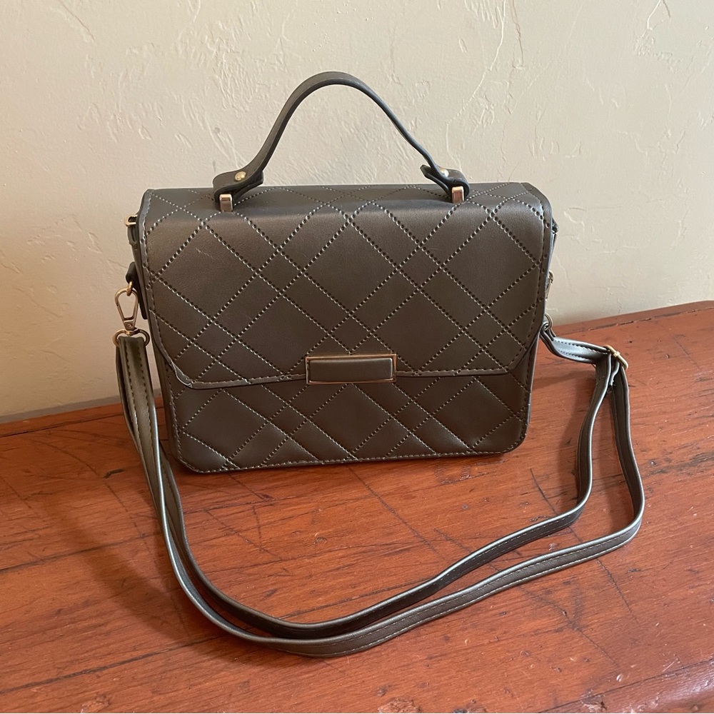 Vegan Leather Crossbody Bag in Charcoal/Grey